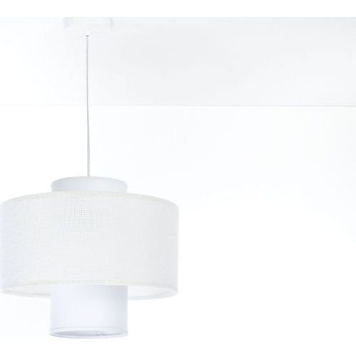 Suspension Jute Et Lin Blanc Design Ajustable Lumière Douce