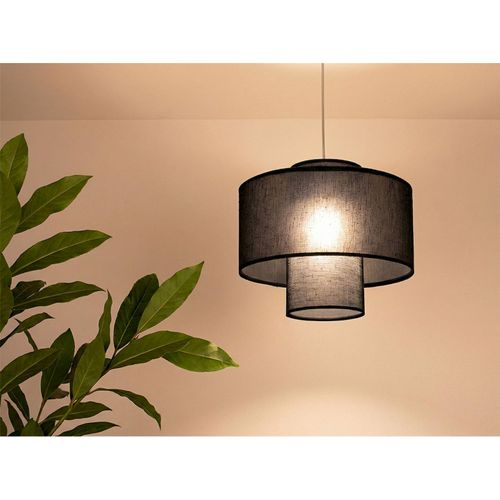 Suspension En Jute Et Lin Noire Design Ajustable Pour Salon Moderne