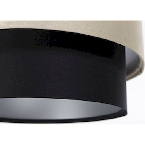 Suspension Satin Noir Et Crème Design Élégant Ajustable LED E27