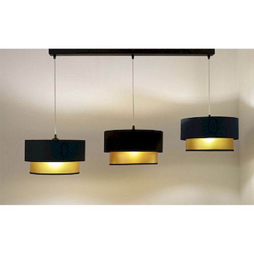 Suspension Élégante Noire Et Or Intérieur Doré Effet Lumineux