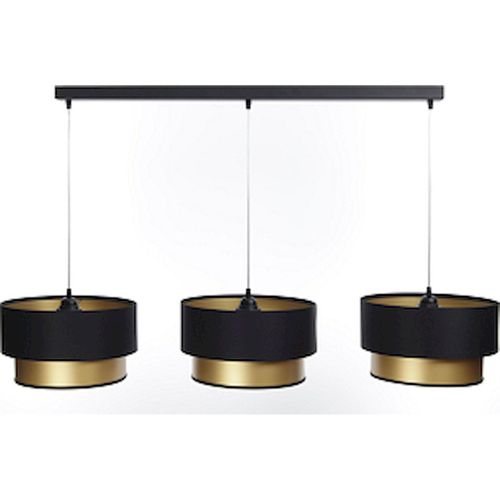 Suspension Élégante Noire Et Or Intérieur Doré Effet Lumineux