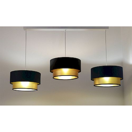 Suspension Élégante Textile Noir Et Cuivre Effet Lumineux Raffiné