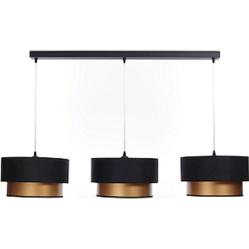 Suspension Élégante Textile Noir Et Cuivre Effet Lumineux Raffiné