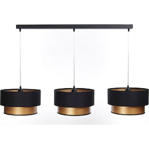 Suspension Élégante Textile Noir Et Cuivre Effet Lumineux Raffiné