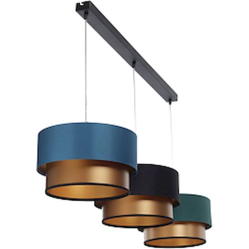 Suspension Élégante Textile Bleu Satiné Intérieur Cuivre Brillant