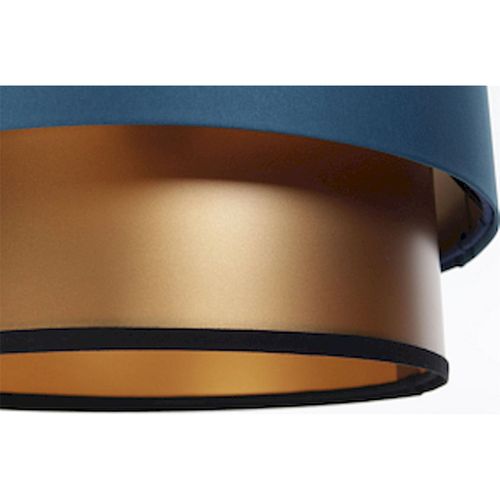 Suspension Élégante Textile Bleu Satiné Intérieur Cuivre Brillant