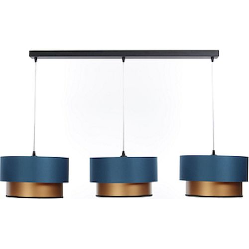 Suspension Élégante Textile Bleu Satiné Intérieur Cuivre Brillant