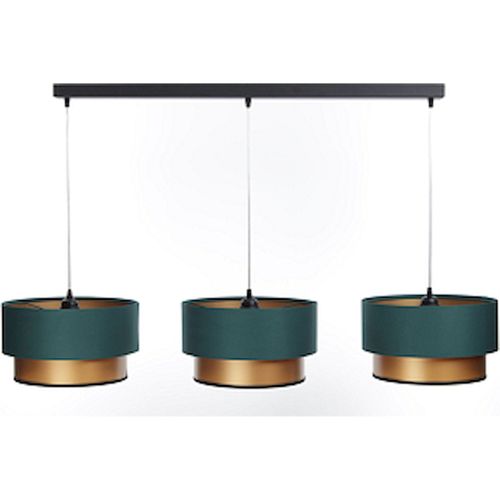 Suspension Élégante Vert Bouteille Effet Cuivré Lumière Satinée