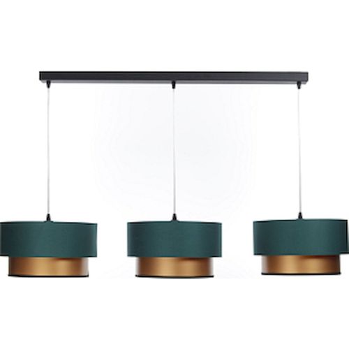 Suspension Élégante Vert Bouteille Effet Cuivré Lumière Satinée