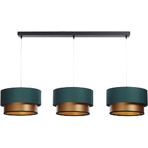 Suspension Élégante Vert Bouteille Effet Cuivré Lumière Satinée