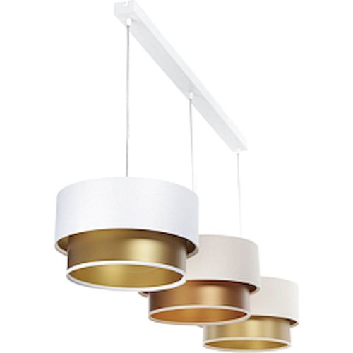 Suspension Élégante Blanc Satiné Intérieur Doré Lumière Chaleureuse