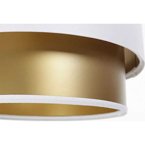 Suspension Élégante Blanc Satiné Intérieur Doré Lumière Chaleureuse