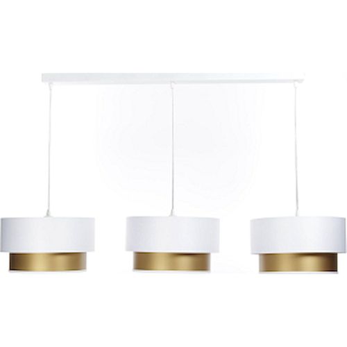 Suspension Élégante Blanc Satiné Intérieur Doré Lumière Chaleureuse