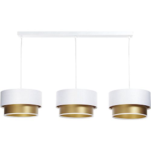 Suspension Élégante Blanc Satiné Intérieur Doré Lumière Chaleureuse