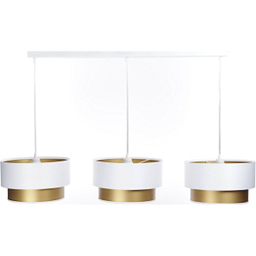 Suspension Élégante Blanc Satiné Intérieur Doré Lumière Chaleureuse