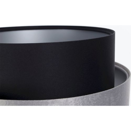 Lampe à Poser Élégante Textile Noir Et Gris Effet Satiné