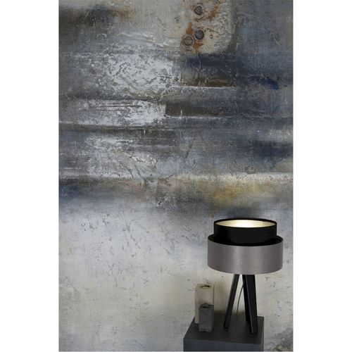 Lampe à Poser Élégante Textile Noir Et Gris Effet Satiné