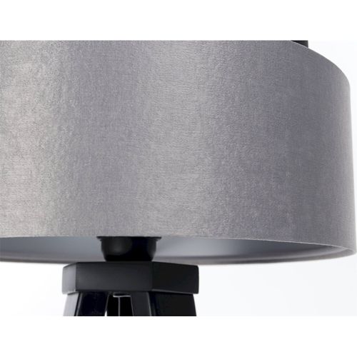 Lampe à Poser Élégante Textile Noir Et Gris Effet Satiné