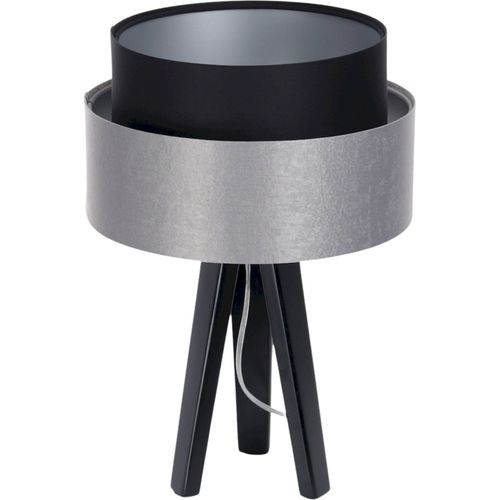 Lampe à Poser Élégante Textile Noir Et Gris Effet Satiné