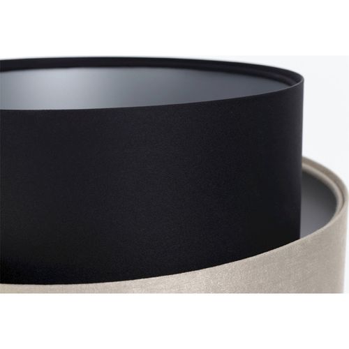 Lampe à Poser Élégante Textile Noir Satin Beige Argenté