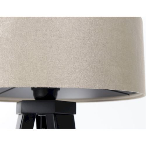 Lampe à Poser Élégante Textile Noir Satin Beige Argenté