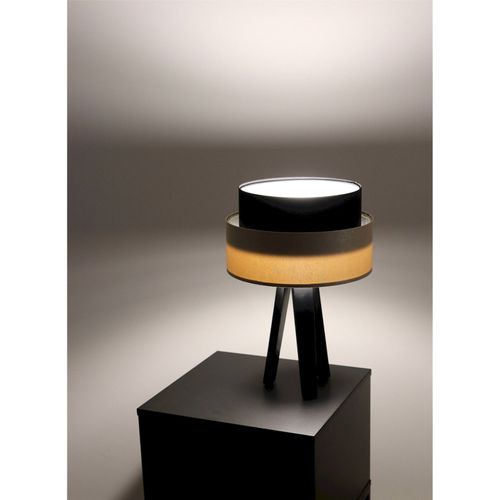 Lampe à Poser Élégante Textile Noir Satin Beige Argenté