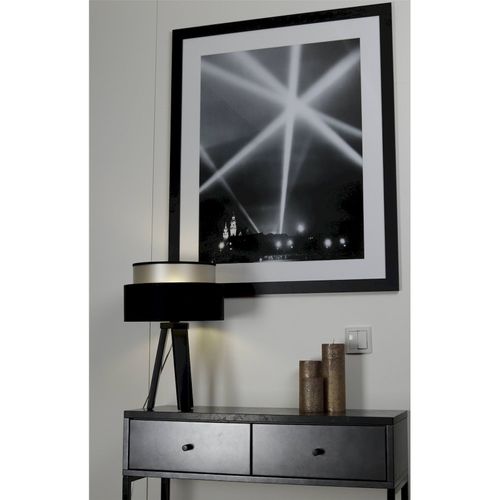 Lampe à Poser Élégante Abat Jour Noir Et Intérieur Argent Satiné