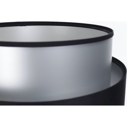 Lampe à Poser Élégante Abat Jour Noir Et Intérieur Argent Satiné