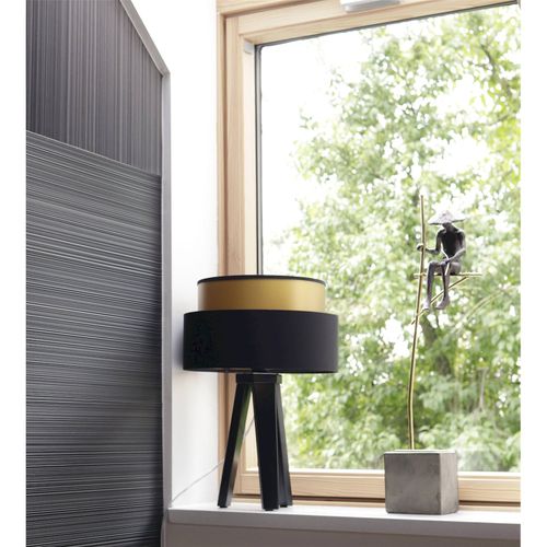 Lampe à Poser Élégante Satin Noir Et Or Effet Lumineux