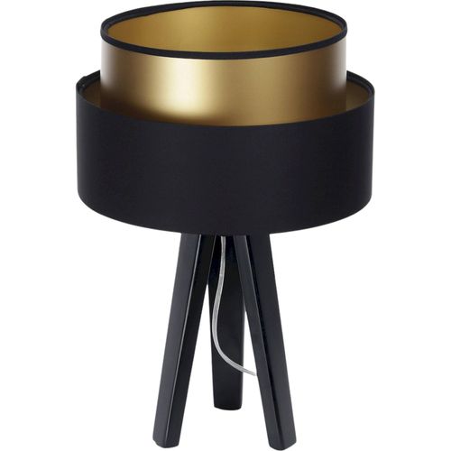 Lampe à Poser Élégante Satin Noir Et Or Effet Lumineux