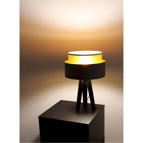 Lampe à Poser Élégante Satin Noir Et Or Effet Lumineux