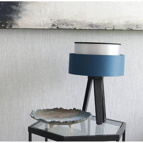 Lampe à Poser Satin Bleu Nuit Intérieur Argenté Élégant
