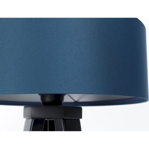Lampe à Poser Satin Bleu Nuit Intérieur Argenté Élégant