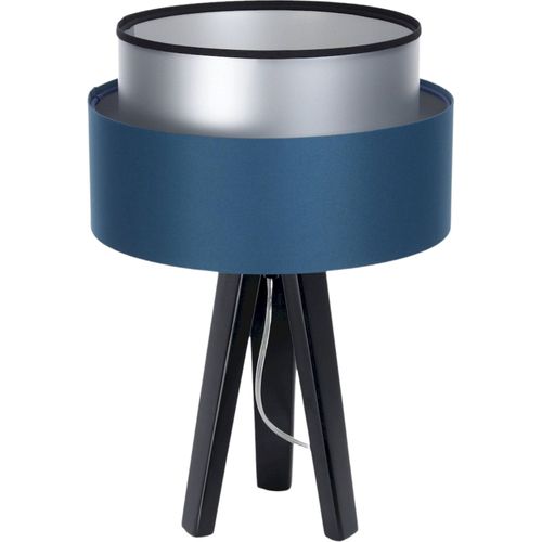 Lampe à Poser Satin Bleu Nuit Intérieur Argenté Élégant