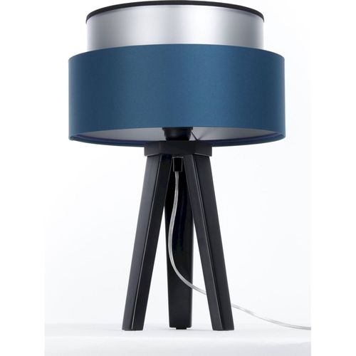 Lampe à Poser Satin Bleu Nuit Intérieur Argenté Élégant