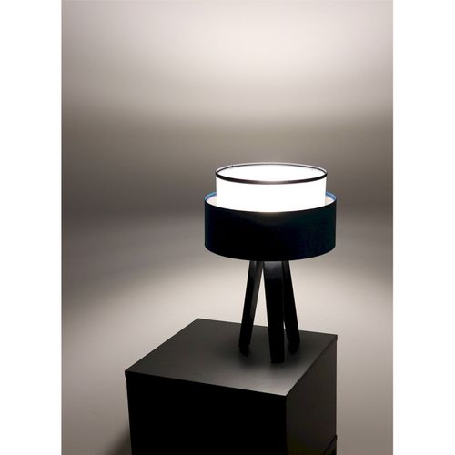 Lampe à Poser Satin Bleu Nuit Intérieur Argenté Élégant