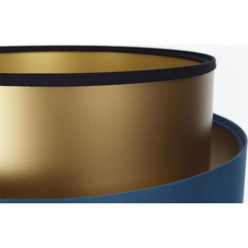 Lampe à Poser Élégante Bleu Nuit Intérieur Doré Satin