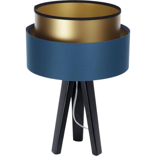 Lampe à Poser Élégante Bleu Nuit Intérieur Doré Satin