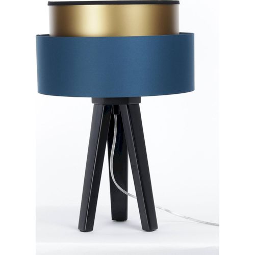 Lampe à Poser Élégante Bleu Nuit Intérieur Doré Satin