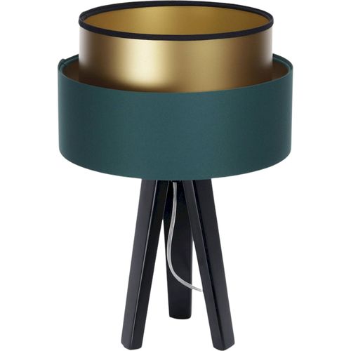 Lampe à Poser Élégante Vert Bouteille Intérieur Doré Satin