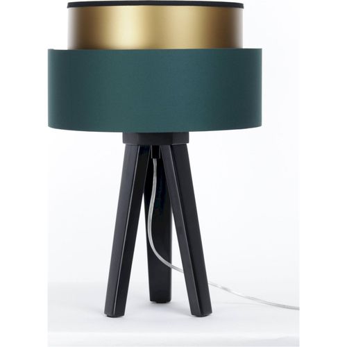 Lampe à Poser Élégante Vert Bouteille Intérieur Doré Satin