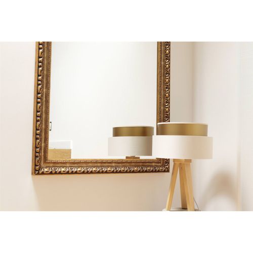 Lampe à Poser Satin Crème Effet Doré Lumière Élégante