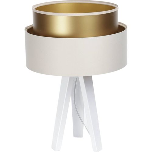 Lampe à Poser Satin Crème Intérieur Doré Effet Lumineux