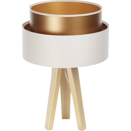 Lampe à Poser Élégante Effet Cuivre Satin Et Textile Crème