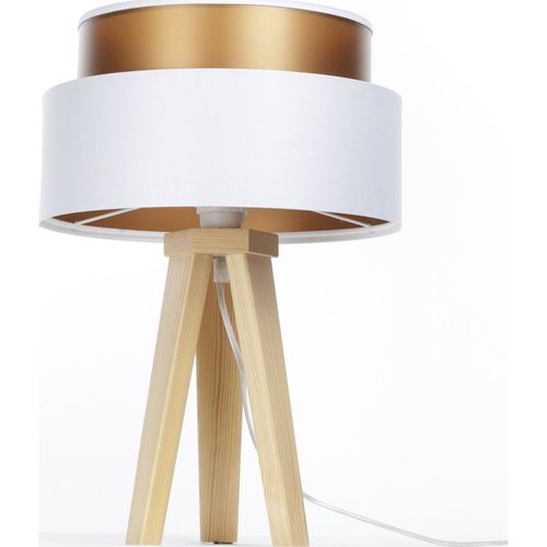 Lampe à Poser Design Satin Blanc Effet Cuivré Élégant