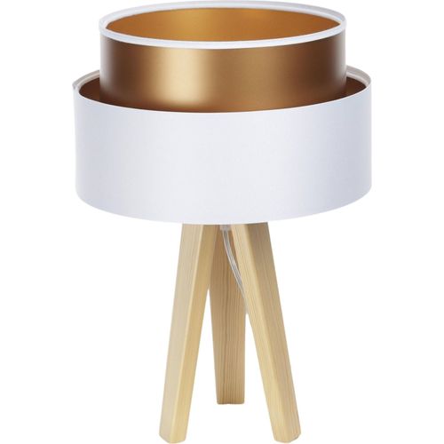 Lampe à Poser Design Satin Blanc Effet Cuivré Élégant