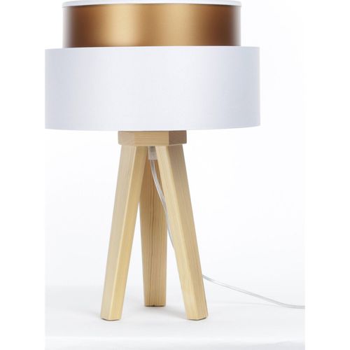 Lampe à Poser Design Satin Blanc Effet Cuivré Élégant