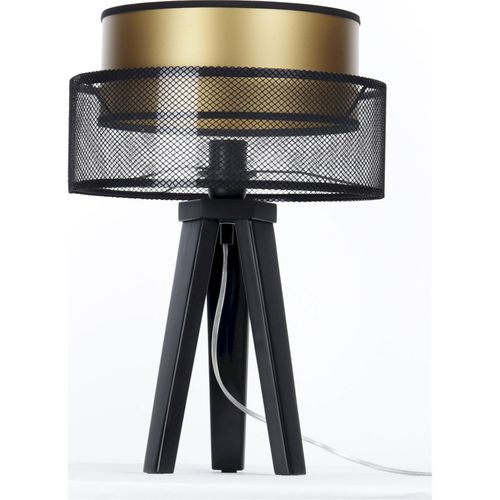 Lampe à Poser Élégante Effet Maille Noire Intérieur Doré