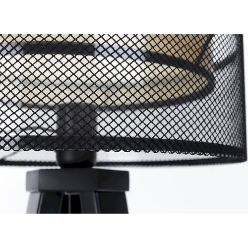 Lampe à Poser Design Maille Noire Et Bois Pour Salon Moderne