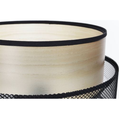 Lampe à Poser Design Maille Noire Et Bois Pour Salon Moderne